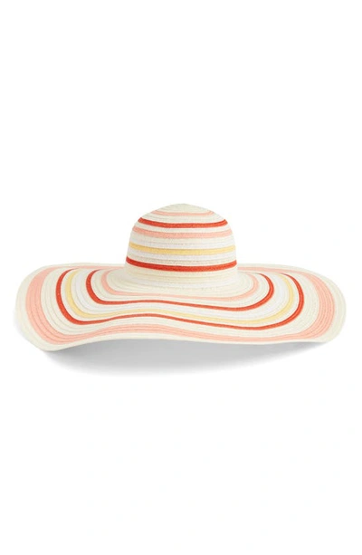Nordstrom Stripe Packable Floppy Straw Sun Hat In Ivory Combo