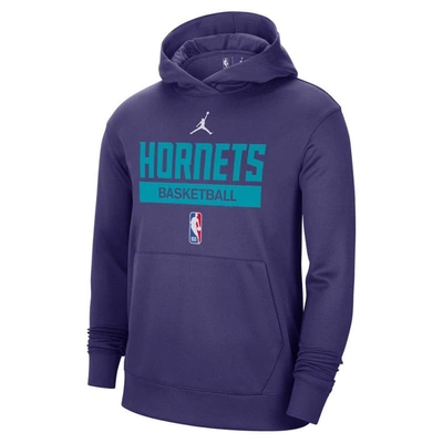 Jordan Brand Purple Charlotte Hornets 2022/23 Spotlight On-court Practice Performance Pullover Hoodi