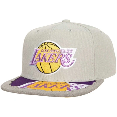Mitchell & Ness Gray Los Angeles Lakers Munch Time Snapback Hat