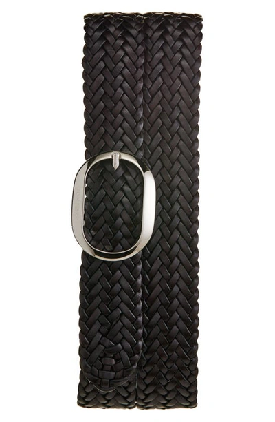 Tom Ford Oval Buckle Woven Belt In Black