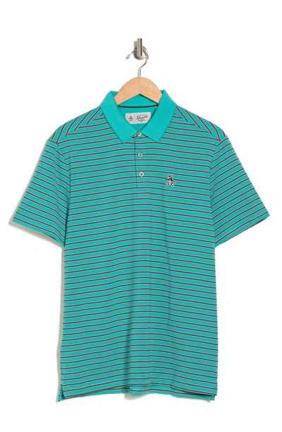 Original Penguin Yarn Dye Stripe Heritage Polo In Baltic