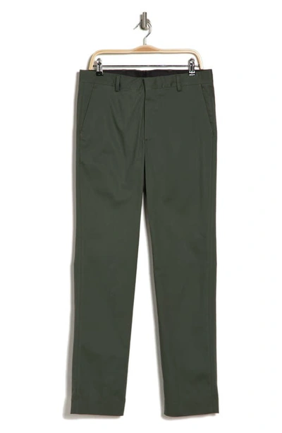 Berle Solid Flat Front Trousers In Thyme
