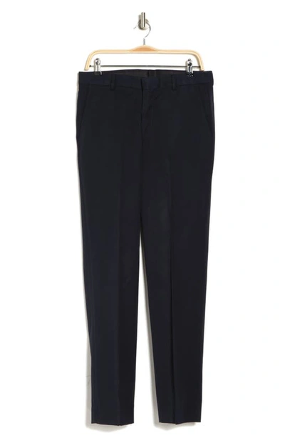 Berle Solid Flat Front Trousers In Navy
