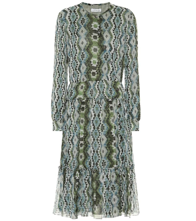 Altuzarra Agadir Asymmetric-button Long-sleeve Kilim-print Silk Dress In Female
