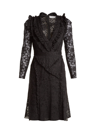 Altuzarra Ourika Valencienne Lace Ruffle-trimmed Dress In Black