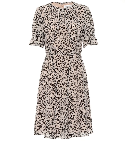 Altuzarra Jae Shirred-neck Short-sleeve Leopard-print Silk Dress In Neutrals