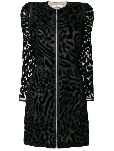 Givenchy Chantilly Lace Leopard Zip-front Dress In Black