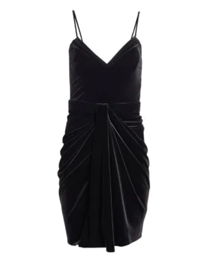 Brandon Maxwell Sleeveless Sweetheart-neck Thin-strap Velvet Mini Dress In Black