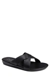 Marc Joseph New York Roman Leather Slide Sandal In Black Grainy