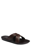Marc Joseph New York Roman Leather Slide Sandal In Brown Grainy