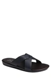 Marc Joseph New York Roman Leather Slide Sandal In Navy Grainy