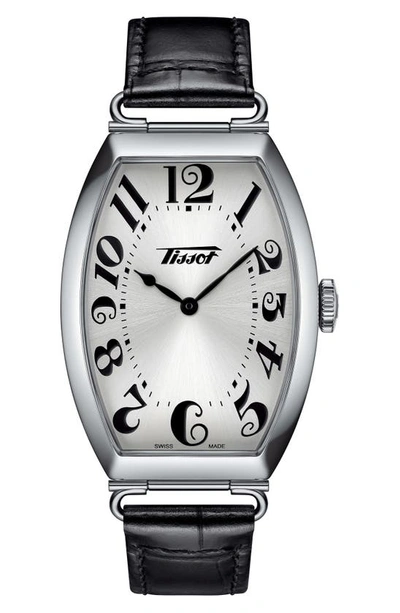 Tissot Heritage Porto Swiss Quartz Leather Strap Watch, 21mm In Silver
