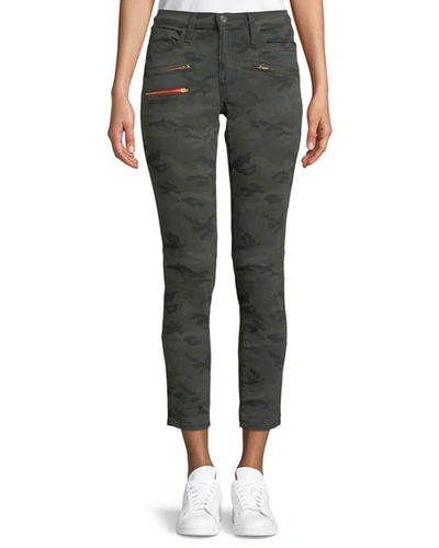 Etienne Marcel Camo-print Cropped Skinny Jeans In Olive