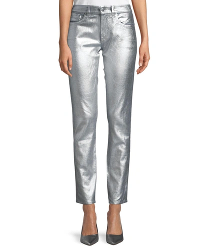 Ralph Lauren Barton Metallic Straight-leg Jeans In Silver
