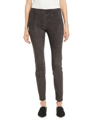 The Row Cosso Skinny Suede Pants In Slate