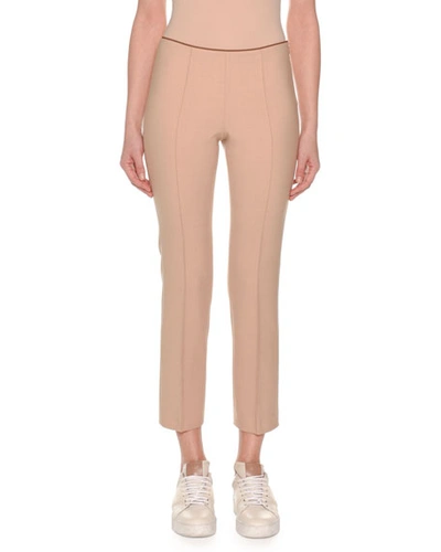 Agnona Flat-front Straight-leg Ankle Pants In Camel