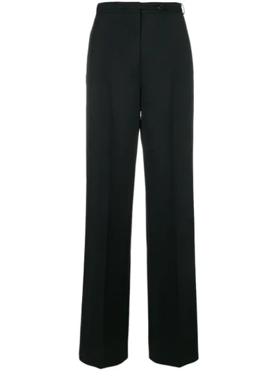 Jil Sander Flat-front Straight-leg Wool-mohair Pants With Thin Belt In Black