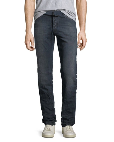 Kiton Men's Limited Edition Dark-wash Straight-leg Jeans With D-ring Belt