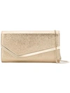 Jimmy Choo Emmie Gold Glitter Leather Clutch Bag In Metallic