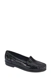 Sas Simplify Nubuck Leather Loafer In Black Croc