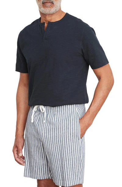 Vince Cabana Stripe Cotton Drawstring Shorts In Twilight Blue