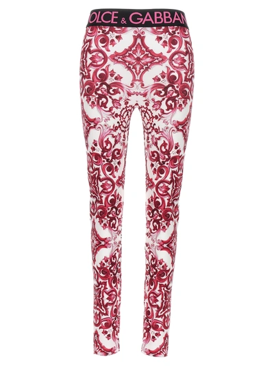 Dolce & Gabbana Maied Leggings Fuchsia In Maiolica 1 Fuxia