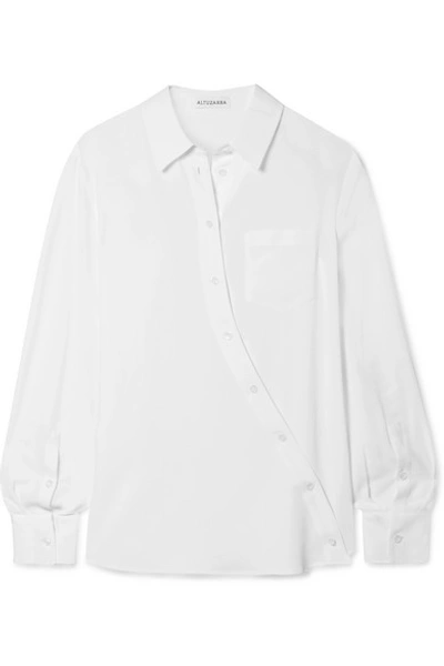 Altuzarra Garcia Ruched Long-sleeve Asymmetric Button-front Tunic In White
