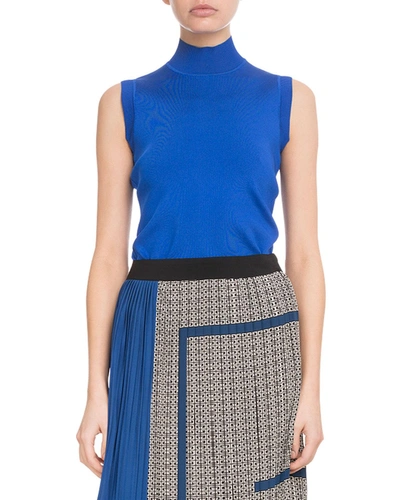 Givenchy Sleeveless Turtleneck Viscose Knit Top In Bright Blue