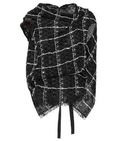 Roland Mouret Eugene Open-back Draped Cotton-blend Tweed Top In Black