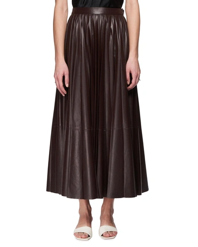 The Row Vaileen A-line Long Lambskin Leather Skirt In Dark Brown