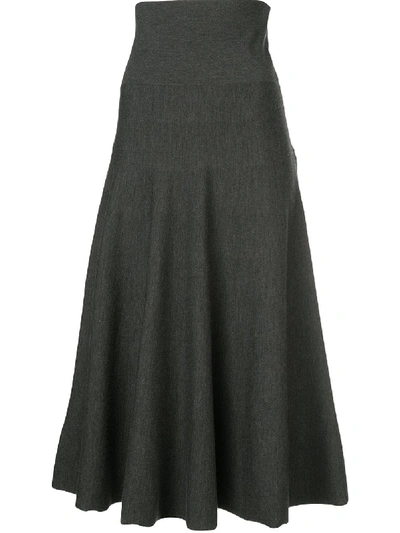 The Row Alessia Wool A-line Midi Skirt In Grey
