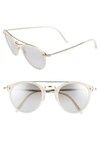 Oliver Peoples Women's Remick Brow Bar Round Sunglasses, 50mm In Ecru/light Gray