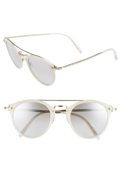 Oliver Peoples Women's Remick Brow Bar Round Sunglasses, 50mm In Ecru/ Gold