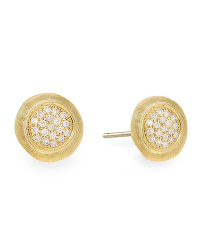 Marco Bicego Jaipur 18k Yellow Gold Stud Earrings W/ Pave Diamonds