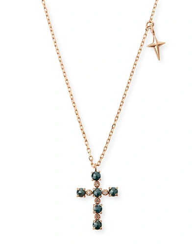 Stevie Wren 14k Small Diamond Cross & Star Pendant Necklace