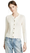 Marc Jacobs Button-front Cross-stitched Long-sleeve Cashmere-blend Cardigan In Ivory