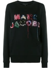Marc Jacobs Embellished Embroidered Cotton-jersey Sweatshirt In Black