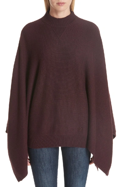 Givenchy Oversized Cashmere Cape-sleeve Sweater W/ Small 4g Logo In Burgundy