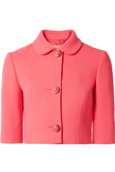Michael Kors Three-button Stretch-boucle Crepe Cropped Jacket In Rosette