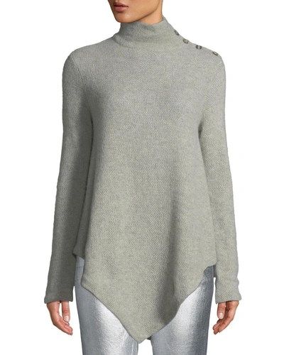 Ralph Lauren Long-sleeve Turtleneck Cashmere Poncho In Gray