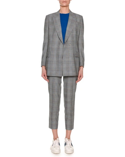 Agnona Peak-lapel One-button Glen-plaid Jacket In Black/white