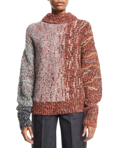 Victoria Beckham Crewneck Long-sleeve Multi-yarn Chunky-knit Wool-blend Sweater In Multi Pattern