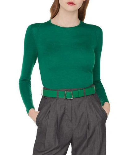 Akris Cashmere/silk Pullover Sweater In Jade
