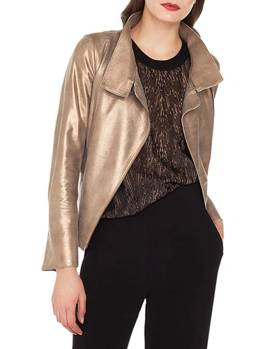 Akris Ranka Zip-front Metallic Lamb Suede Jacket