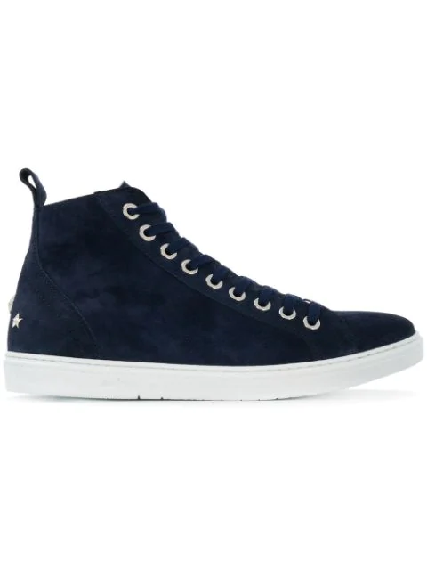 Jimmy Choo Colt Navy Fine Suede High Top Trainers In Blue | ModeSens