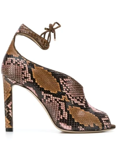 Jimmy Choo Sayra 100 Rosewater And Nutmeg Dégradé Painted Python Booties In Brown