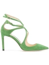 Jimmy Choo Lancer 100 Lime Suede Pointy Toe Pumps In Green