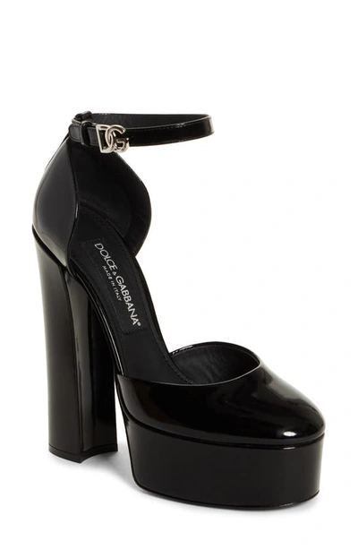 Dolce & Gabbana Ankle Strap D'orsay Platform Pump In Black