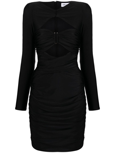 Self-portrait Ruched Mini Dress In Black