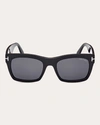 Tom Ford Women's Shiny Black & Smoke Nico Square Sunglasses In 01a Black